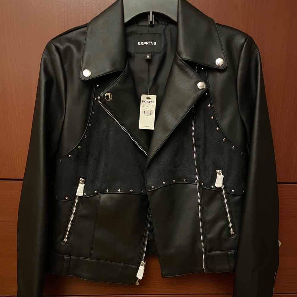 Express new black leather jacket